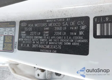 2021 Kia Forte Gt from USA, damaged, VIN 3KPF44AC5ME314576